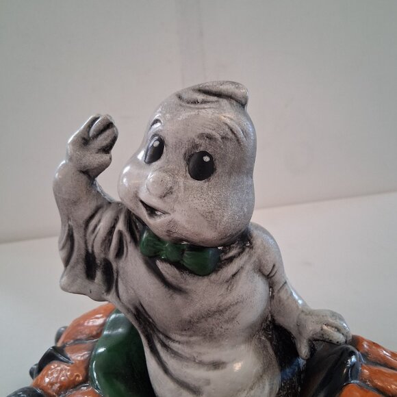 Vintage Holland Mold 2 Piece Ghost in Pumpkin Car Ceramic Halloween Figurine - Picture 2 of 5